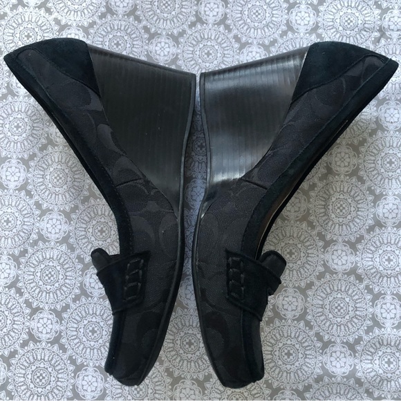 COACH NELA wedge canvas suede penny loafer - Picture 2 of 9